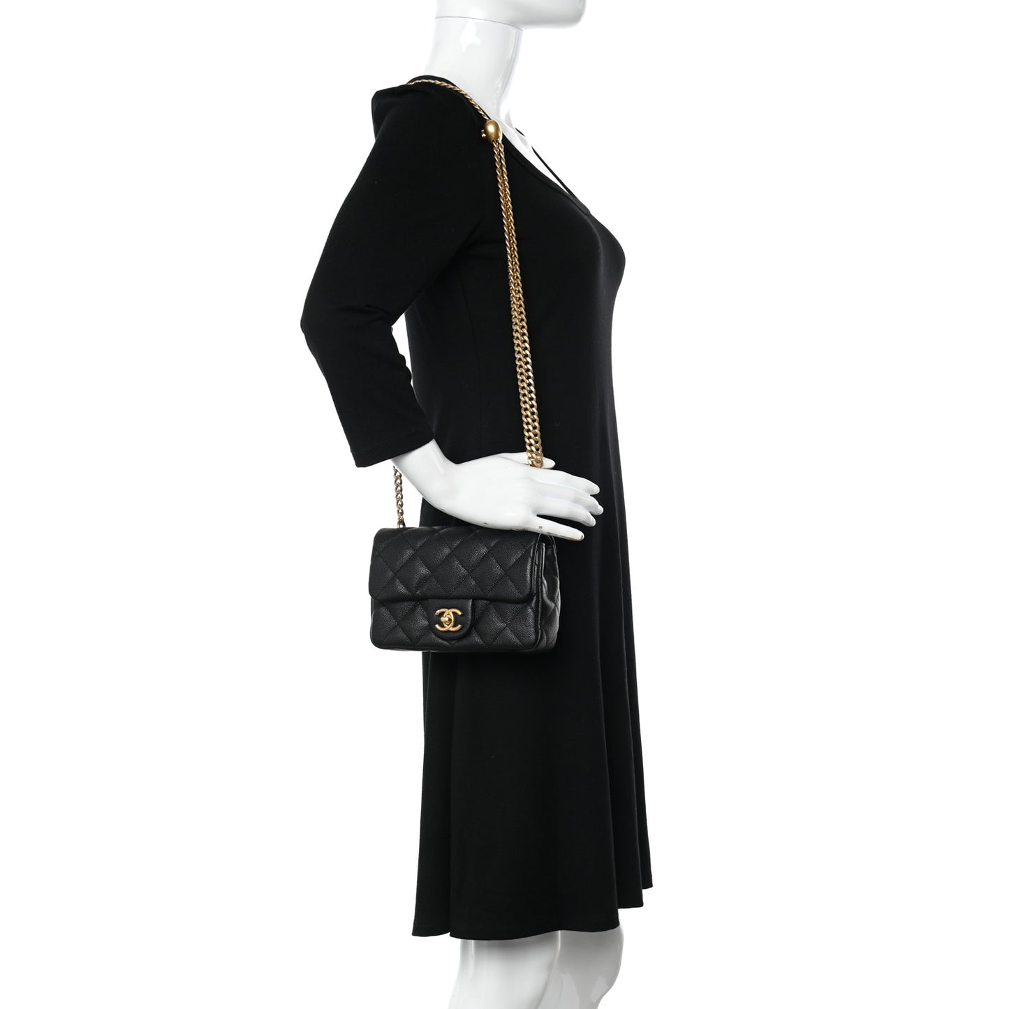 Caviar Quilted Mini Sweetheart Rectangular Flap Black