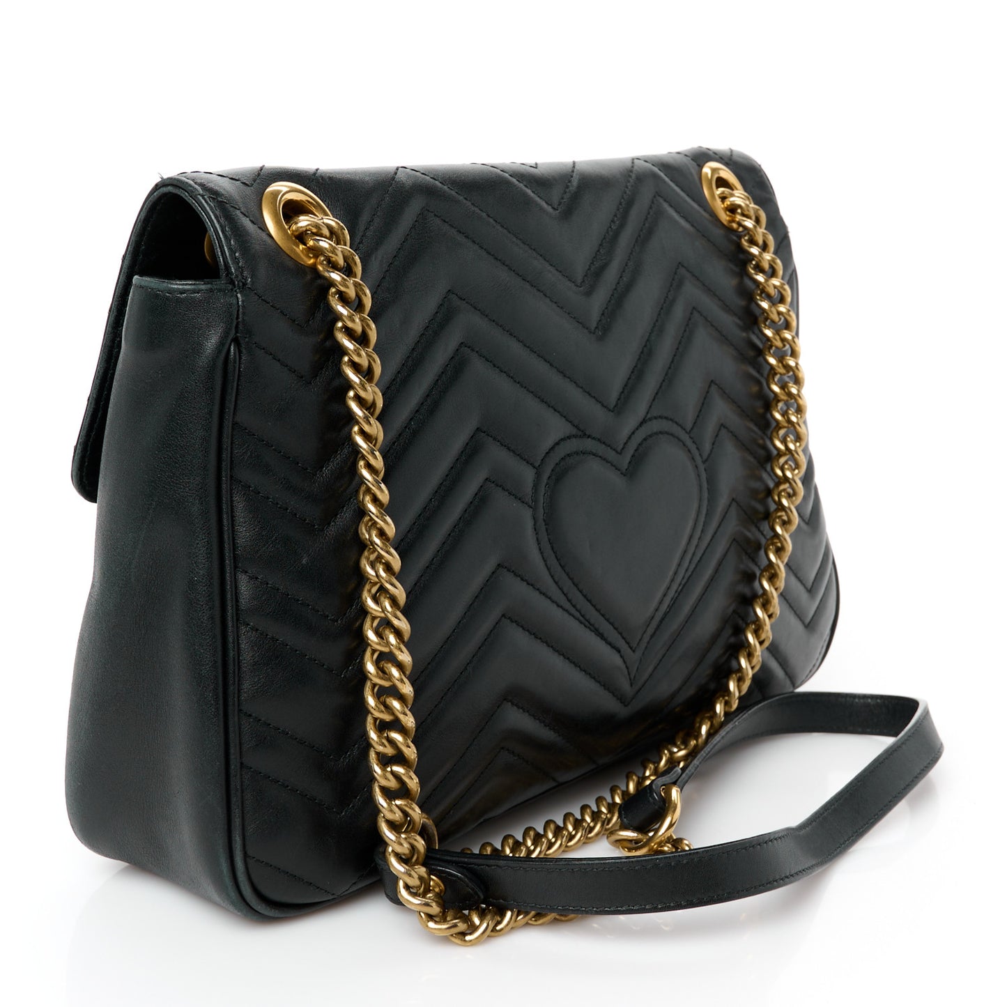 Calfskin Matelasse Medium GG Marmont Shoulder Bag Black