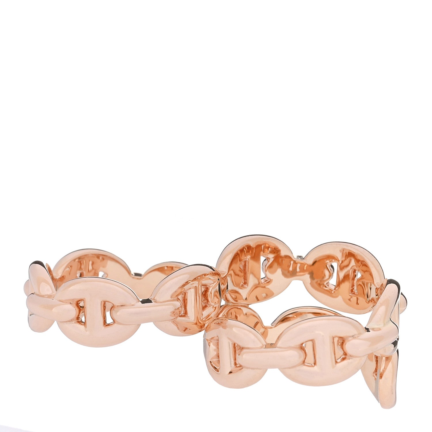 Hermes 18K Rose Gold PM Chaine d'Ancre Enchainee Double Ring 52 6 3 of 5