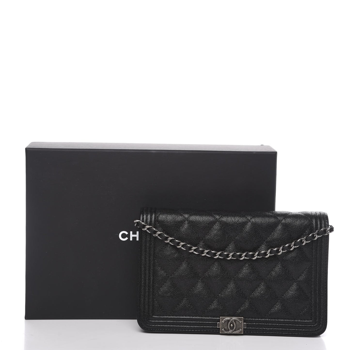 Caviar Quilted Boy Wallet On Chain WOC Black