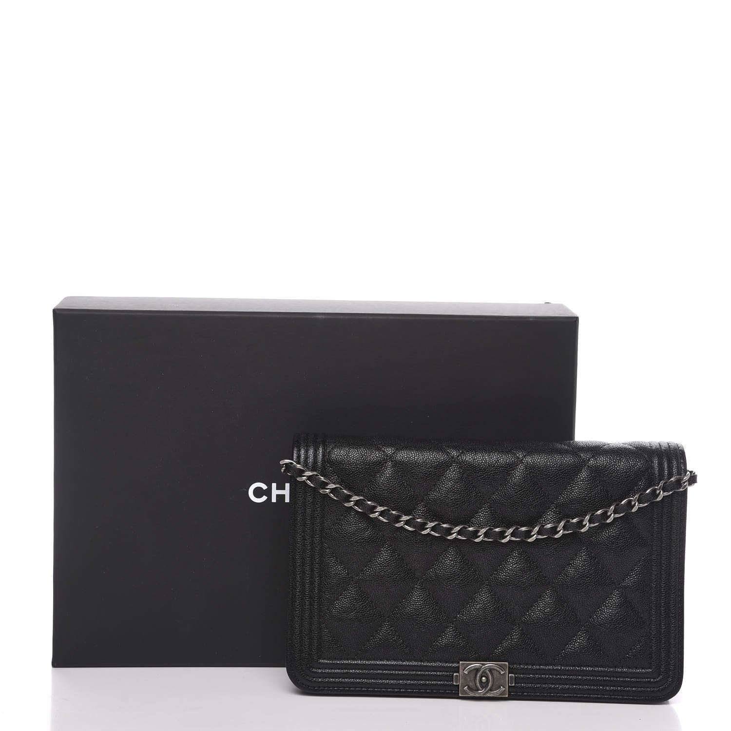 Chanel Caviar Quilted Boy Wallet On Chain WOC Black 11 of 11