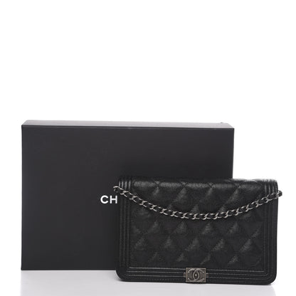 Chanel Caviar Quilted Boy Wallet On Chain WOC Black 11 of 11