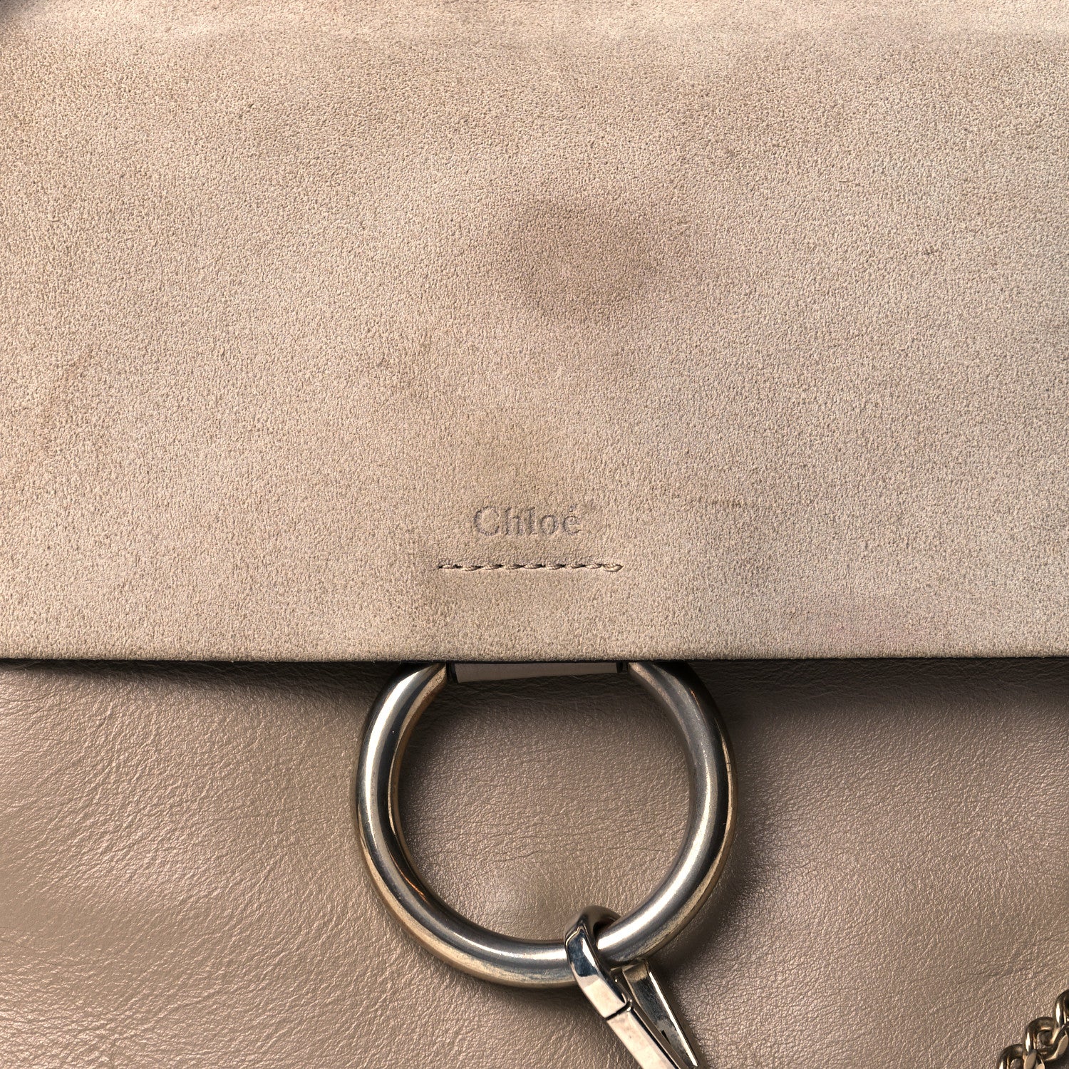 Chloe Calfskin Suede Medium Faye Shoulder Bag Motty Grey 8 of 14