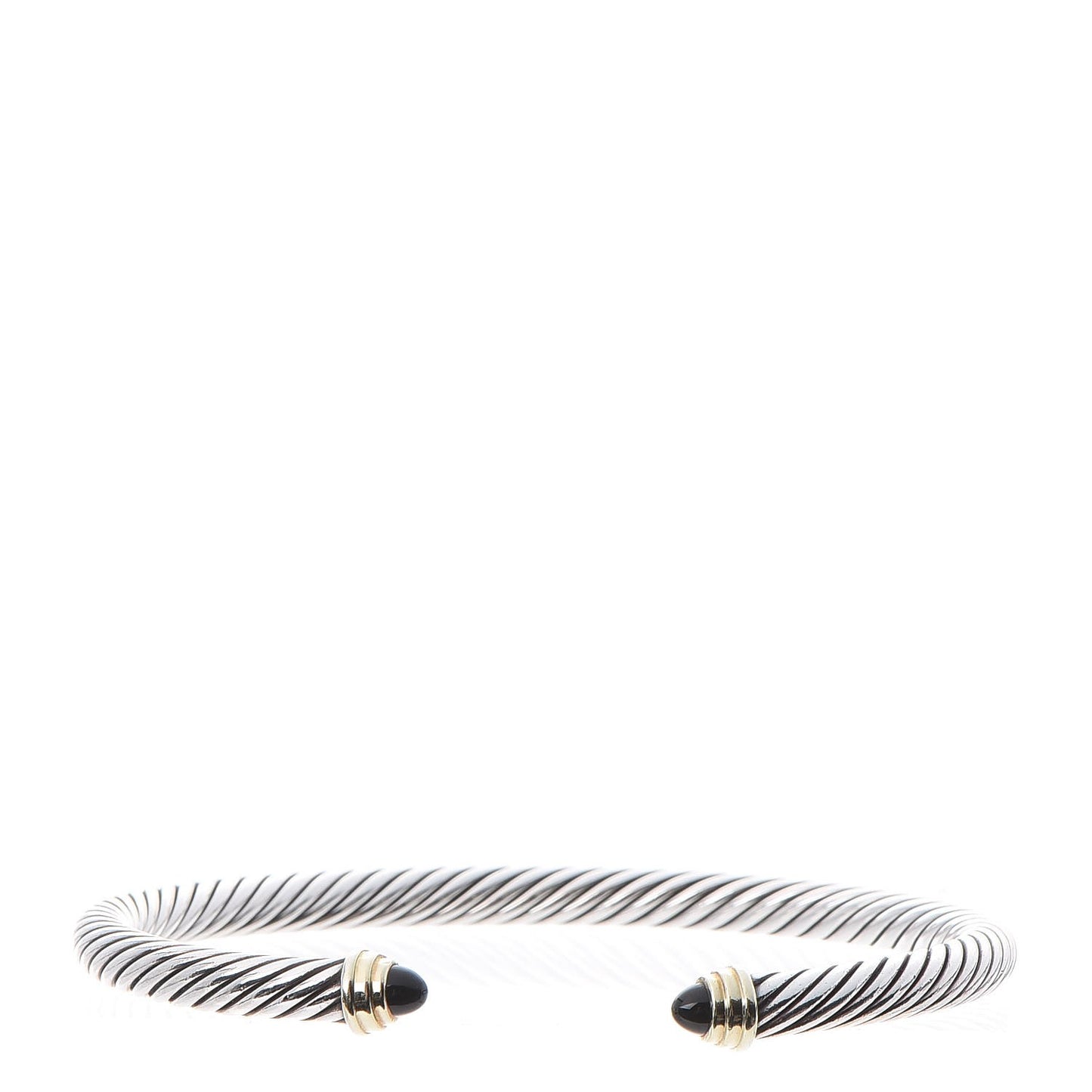 Sterling Silver 14K Yellow Gold Black Onyx 5mm Cable Classics Petite Color Bracelet