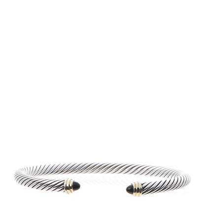 David Yurman Sterling Silver 14K Yellow Gold Black Onyx 5mm Cable Classics Petite Color Bracelet 1 of 5