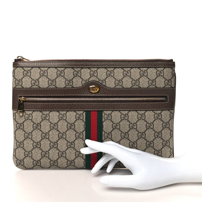 Gucci GG Supreme Monogram Large Ophidia Pouch Clutch Brown 2 of 8