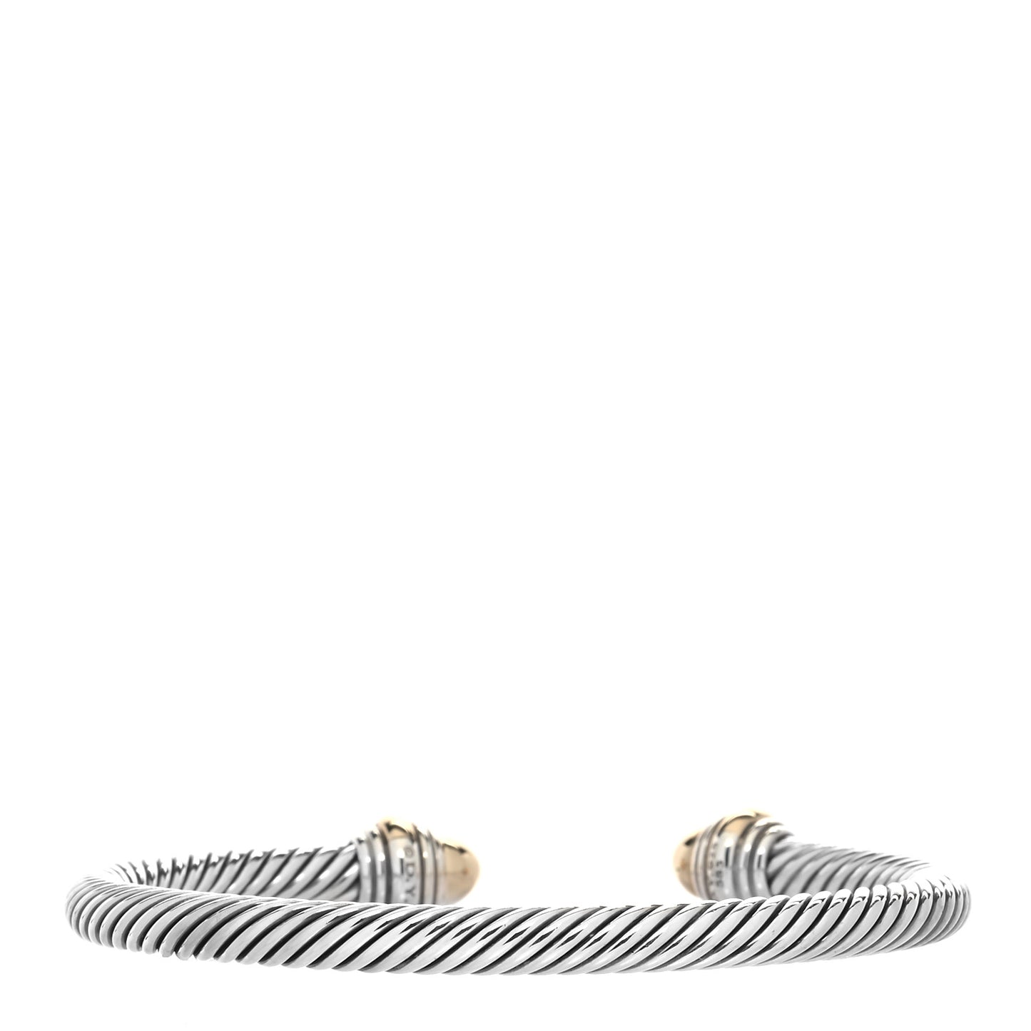 Sterling Silver 14K Yellow Gold 5mm Cable Classics Dome Bracelet