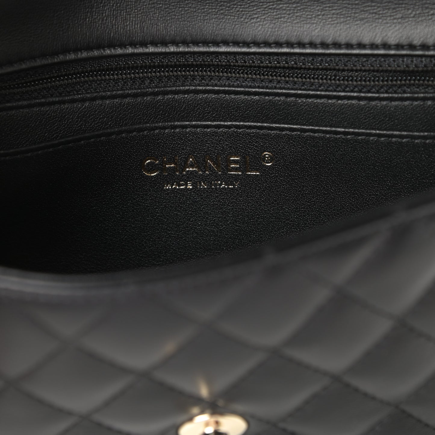 Lambskin Quilted Mini Rectangular Flap Black