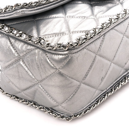 Chanel Metallic Lambskin Medium Chain All Over Flap Silver 10 of 12