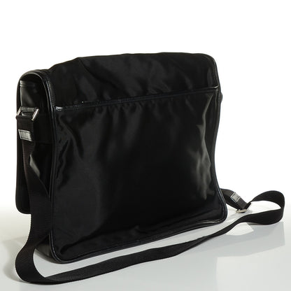 Prada Tessuto Nylon Saffiano Messenger Satchel Black 3 of 8