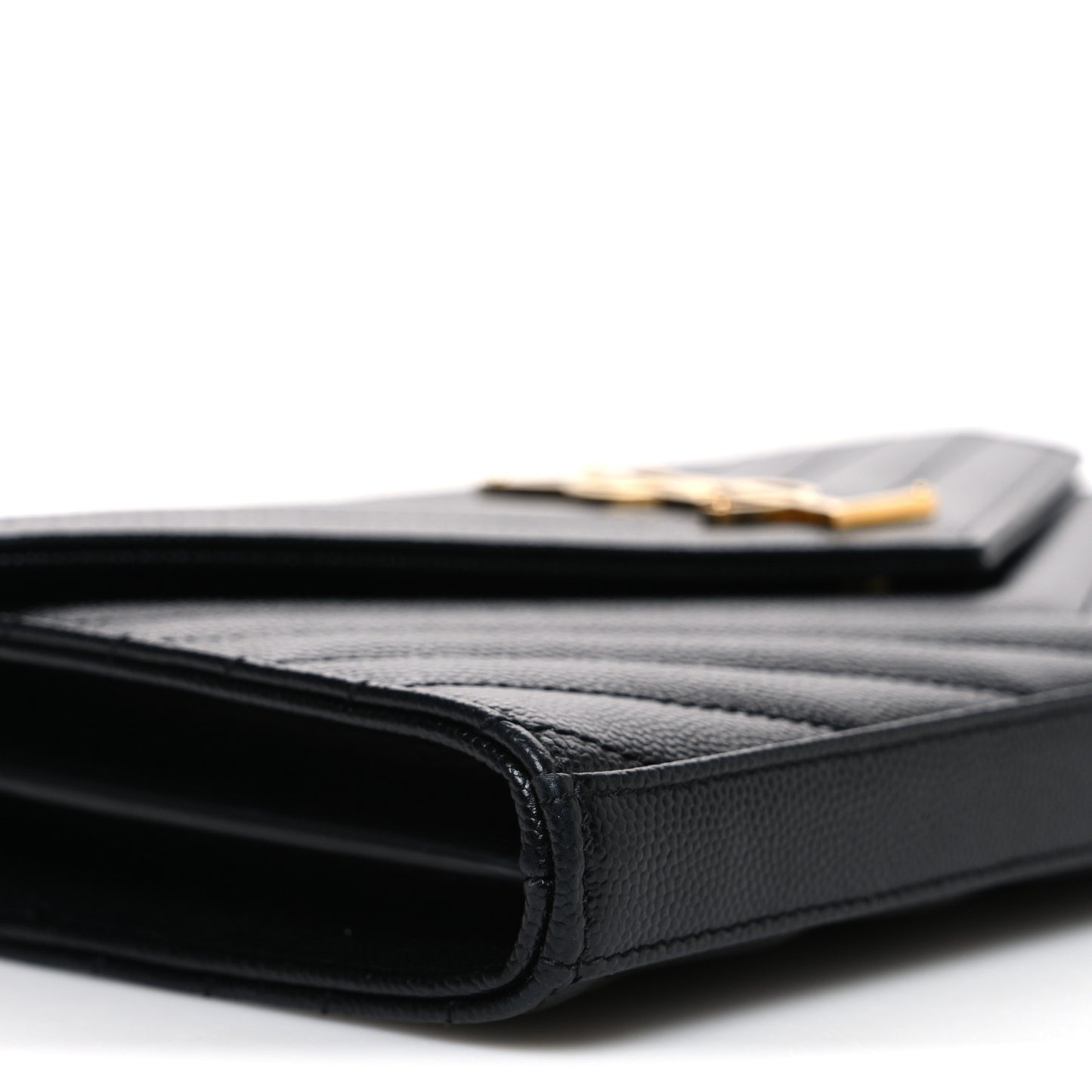 Grain De Poudre Matelasse Chevron Monogram Chain Wallet Black