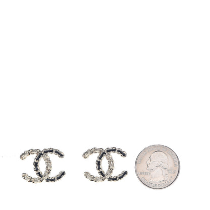 Chanel Enamel Metal Chain French New Wave CC Earrings Black Gold 2 of 5
