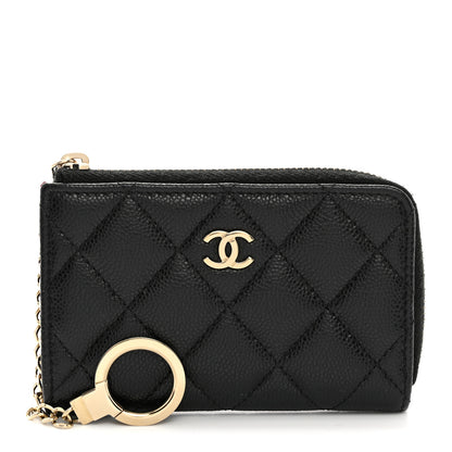 Chanel Caviar Quilted Zipped Key Holder Case Black 1 of 8