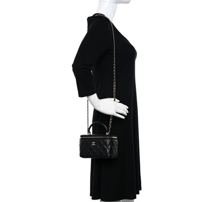 Chanel Lambskin Quilted Small Top Handle Vanity Case With Chain Black 2 of 12