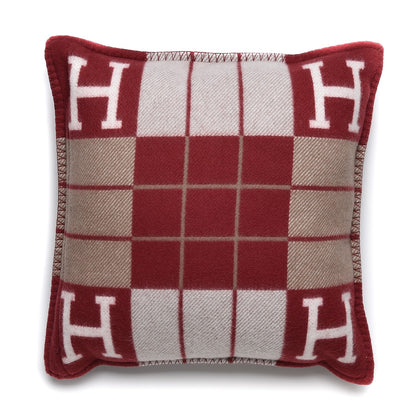 Hermes Wool Cashmere Avalon III Pillow PM Ecru Rouge 1 of 6