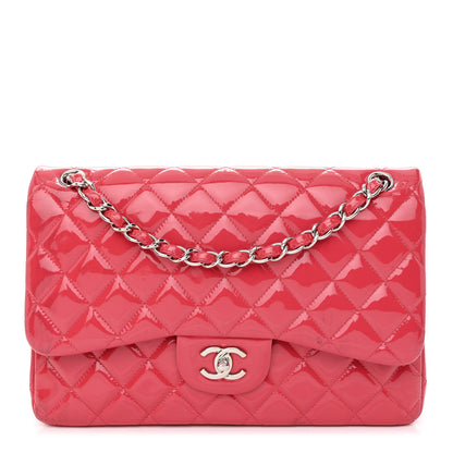 Chanel Patent Quilted Jumbo Double Flap Pink 1 of 15