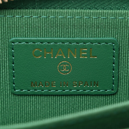 Chanel Lambskin Quilted 19 Zip Around Coin Purse Wallet Green 6 of 9