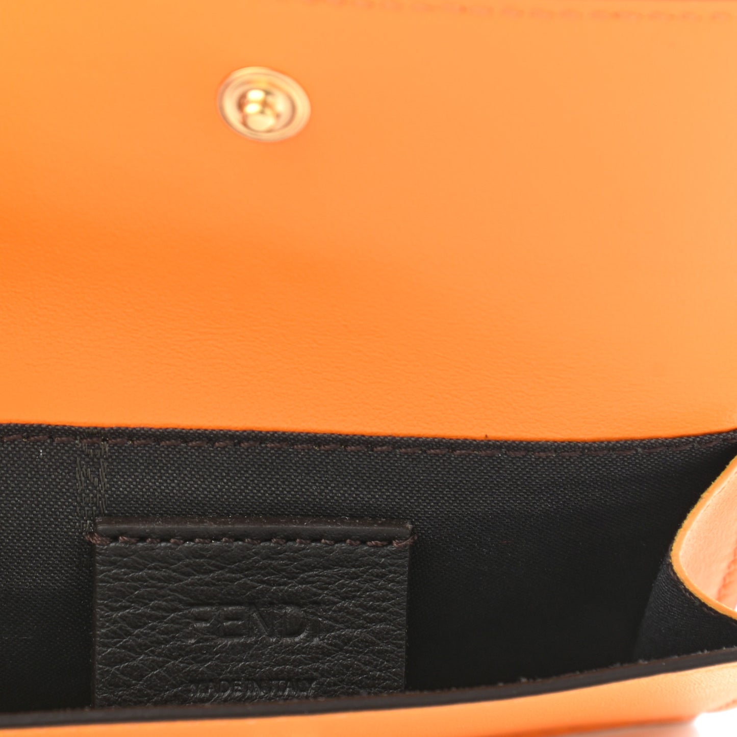 Vitello King Tamponato Logo Embossed Fold Over Card Holder Wallet Clementine