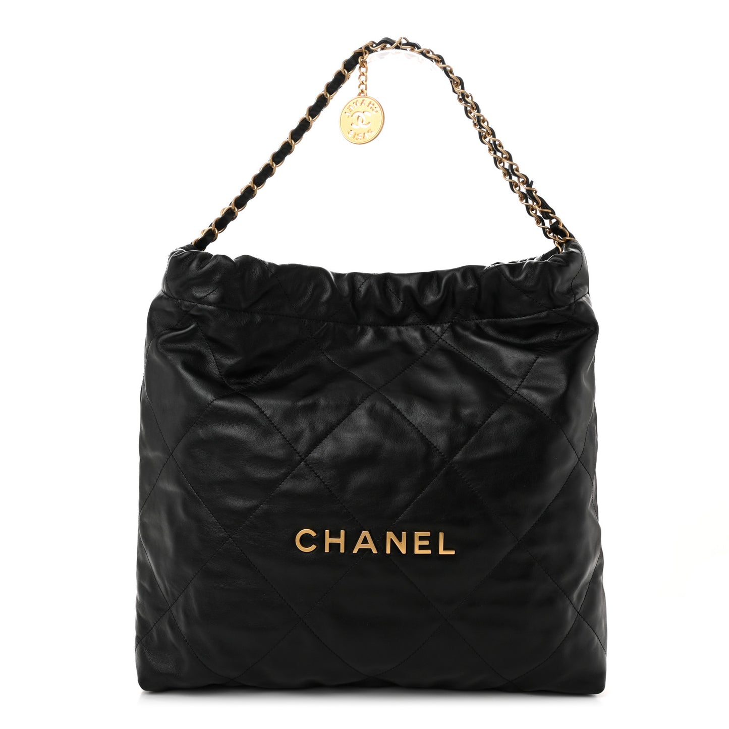Shiny Calfskin Quilted Chanel 22 Black