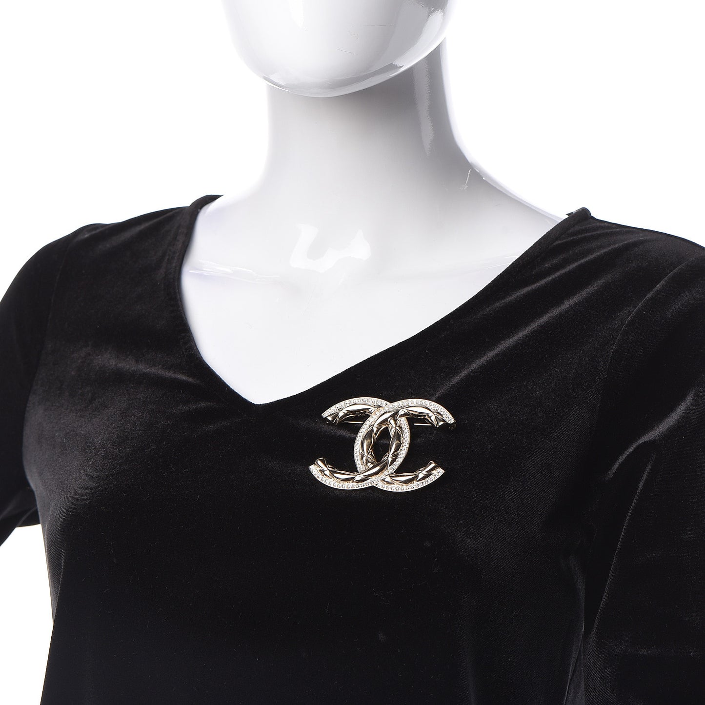 Baguette Crystal Quilted Vintage Allure CC Brooch Gold