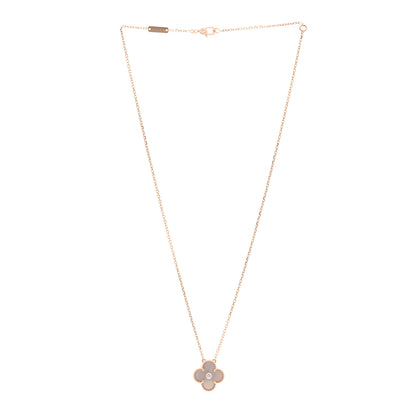 Van Cleef & Arpels VAN CLEEF &amp; ARPELS 18K Rose Gold Diamond Pink Mother of Pearl Vintage Alhambra Pendant Necklace 3 of 6