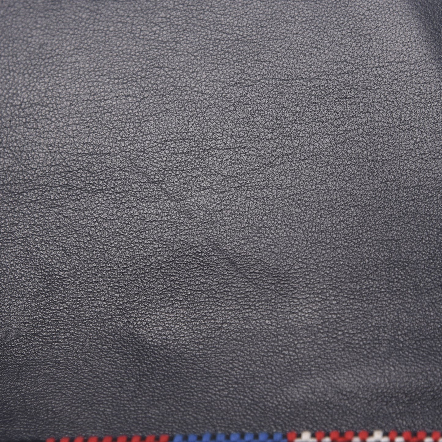 Smooth Calfskin Textile Striped Medium Trapeze Navy Blue