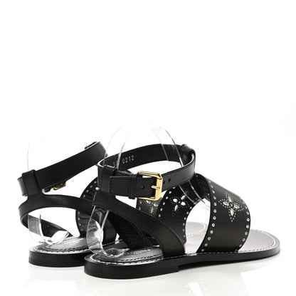 Louis Vuitton Soft Calfskin Perforated Horizon Flat Sandals 38 Black 4 of 8