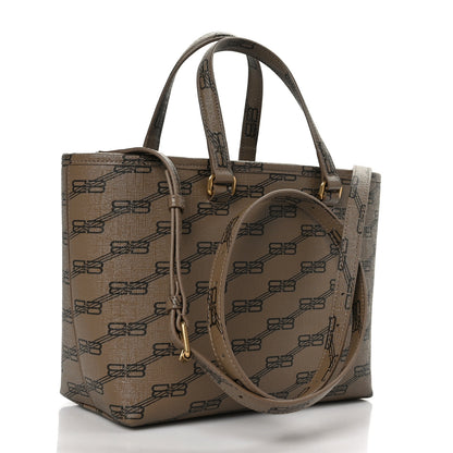 Balenciaga Coated Canvas BB Monogram Small Signature East West Shopper Bag Beige Brown 3 of 9