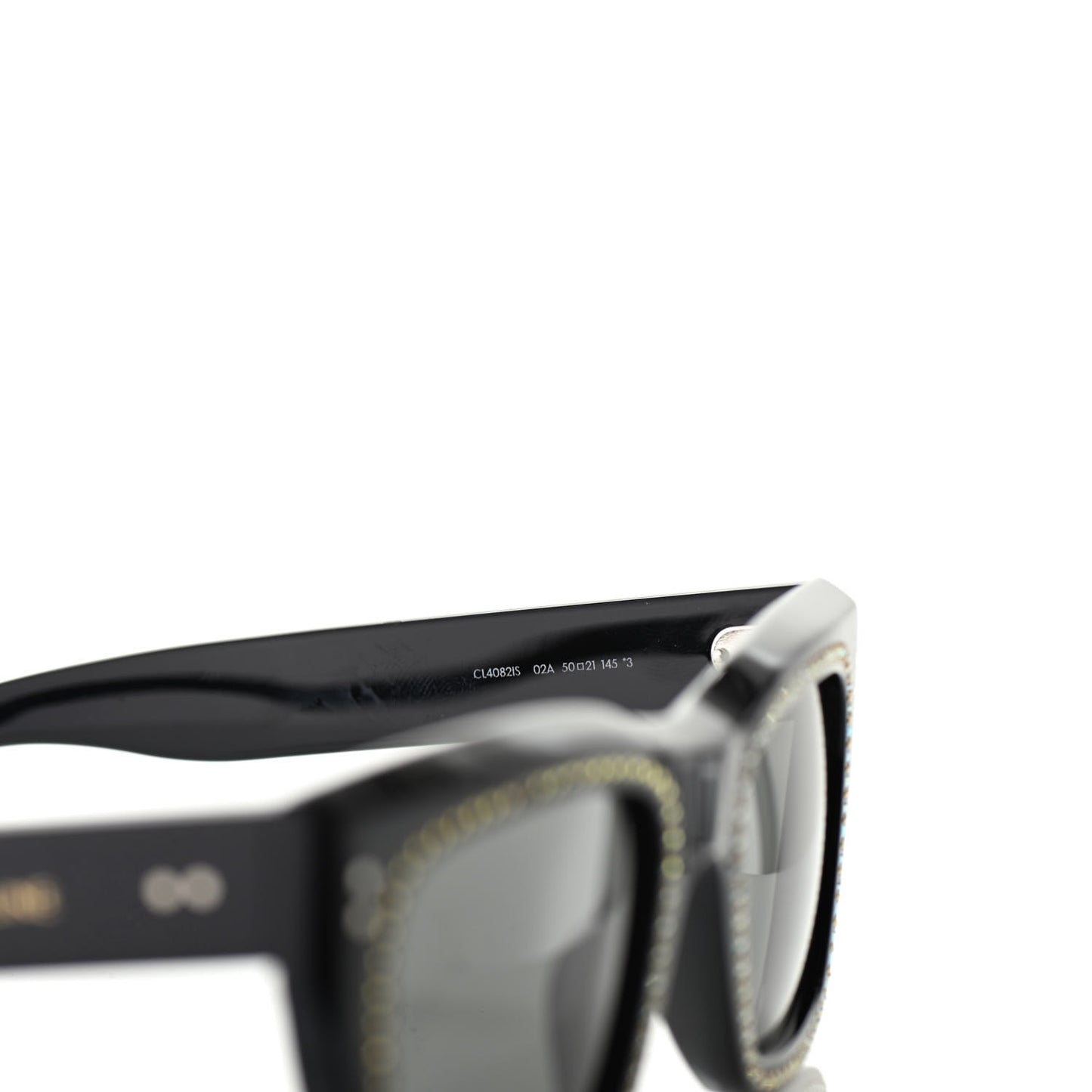 Acetate Crystal Embellished D-Frame Sunglasses CL4082IS Black