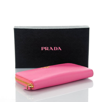 Prada Saffiano Metal Zip Around Wallet Geranio 5 of 9