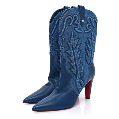 Christian Louboutin Nappa Denim Santiabooty 85 Boots 41 Blue 3 of 8