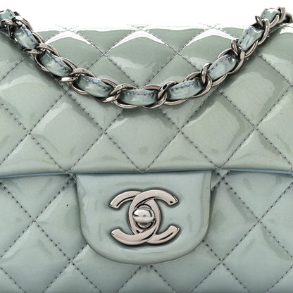 Chanel Patent Calfskin Quilted Mini Rectangular Flap Light Blue 8 of 10