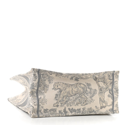 Christian Dior Canvas Embroidered Medium Dioriviera Toile De Jouy Book Tote Gray 4 of 17
