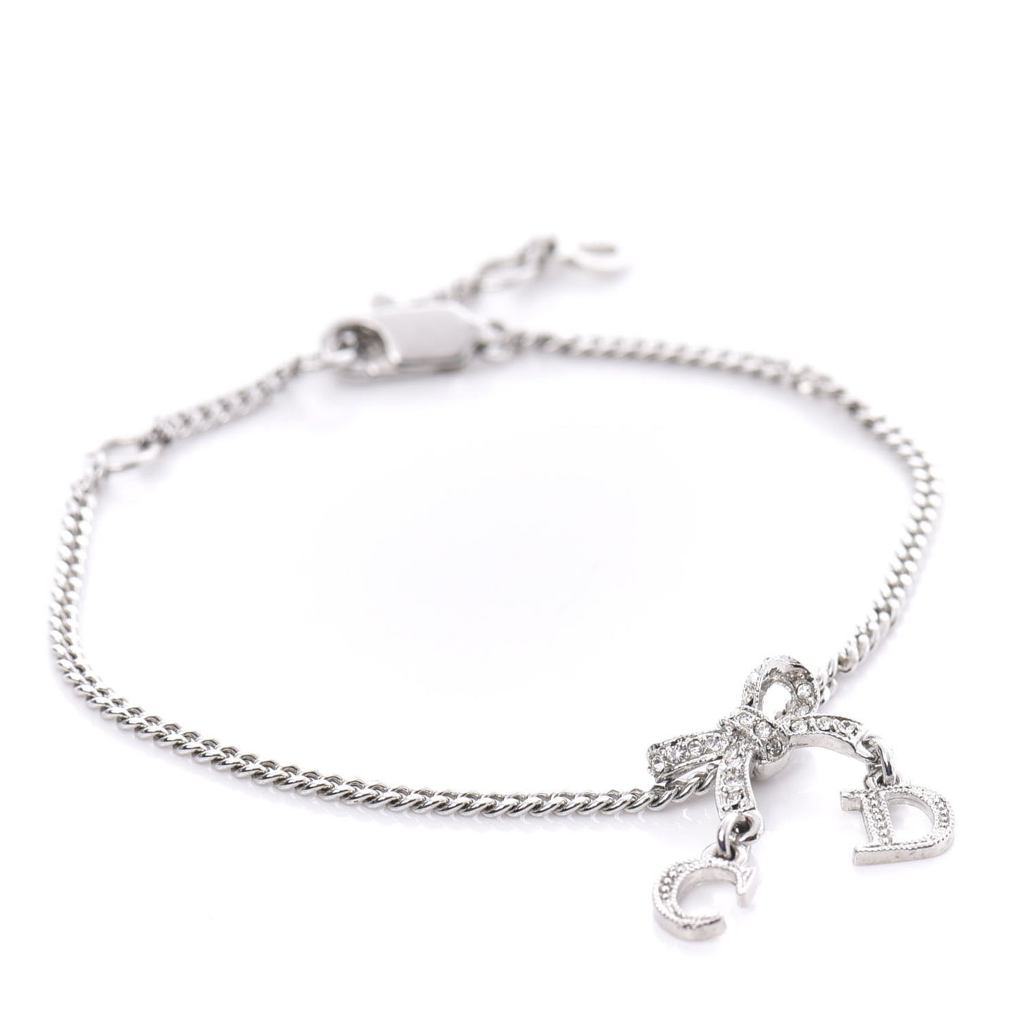 Crystal Bow CD Logo Bracelet Silver