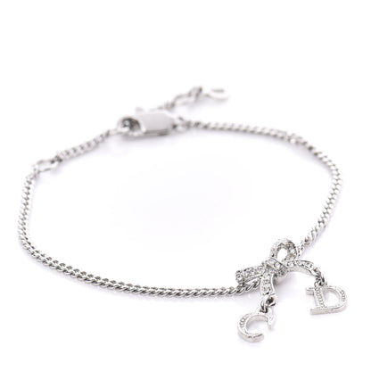 Christian Dior Crystal Bow CD Logo Bracelet Silver 1 of 4