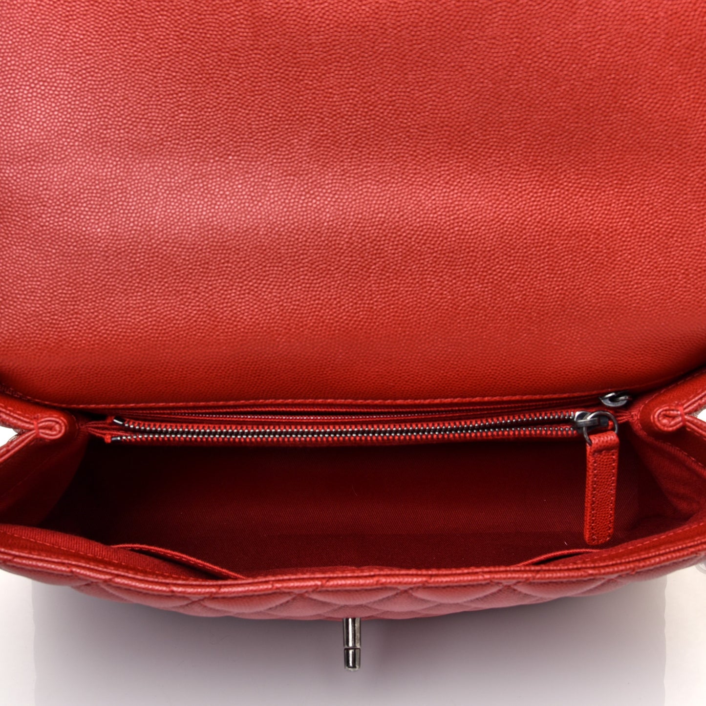 Caviar Quilted Medium Coco Handle Flap Dark Red