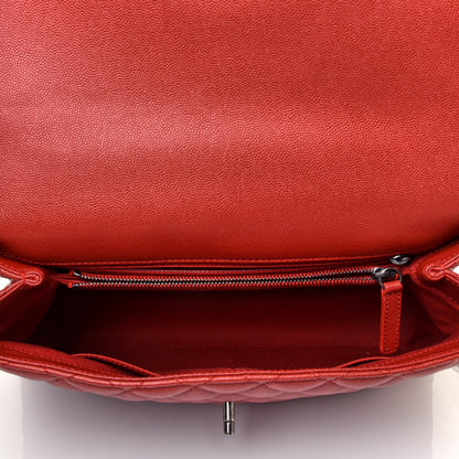 Chanel Caviar Quilted Medium Coco Handle Flap Dark Red 5 of 11