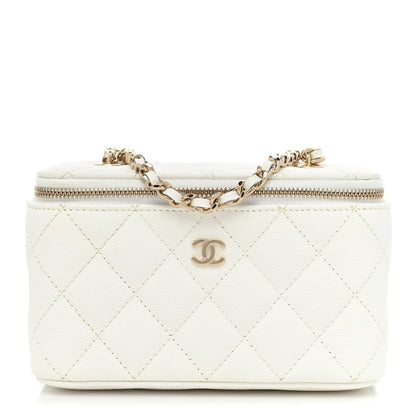 Chanel Caviar Quilted Small Vanity Case With Chain White 1 of 11
