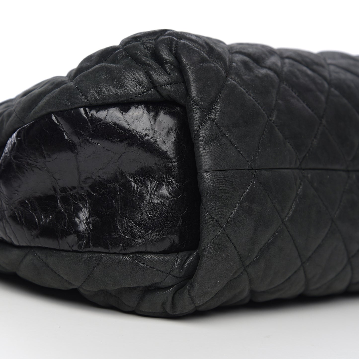 Iridescent Calfskin Quilted Coco Daily Dark Grey