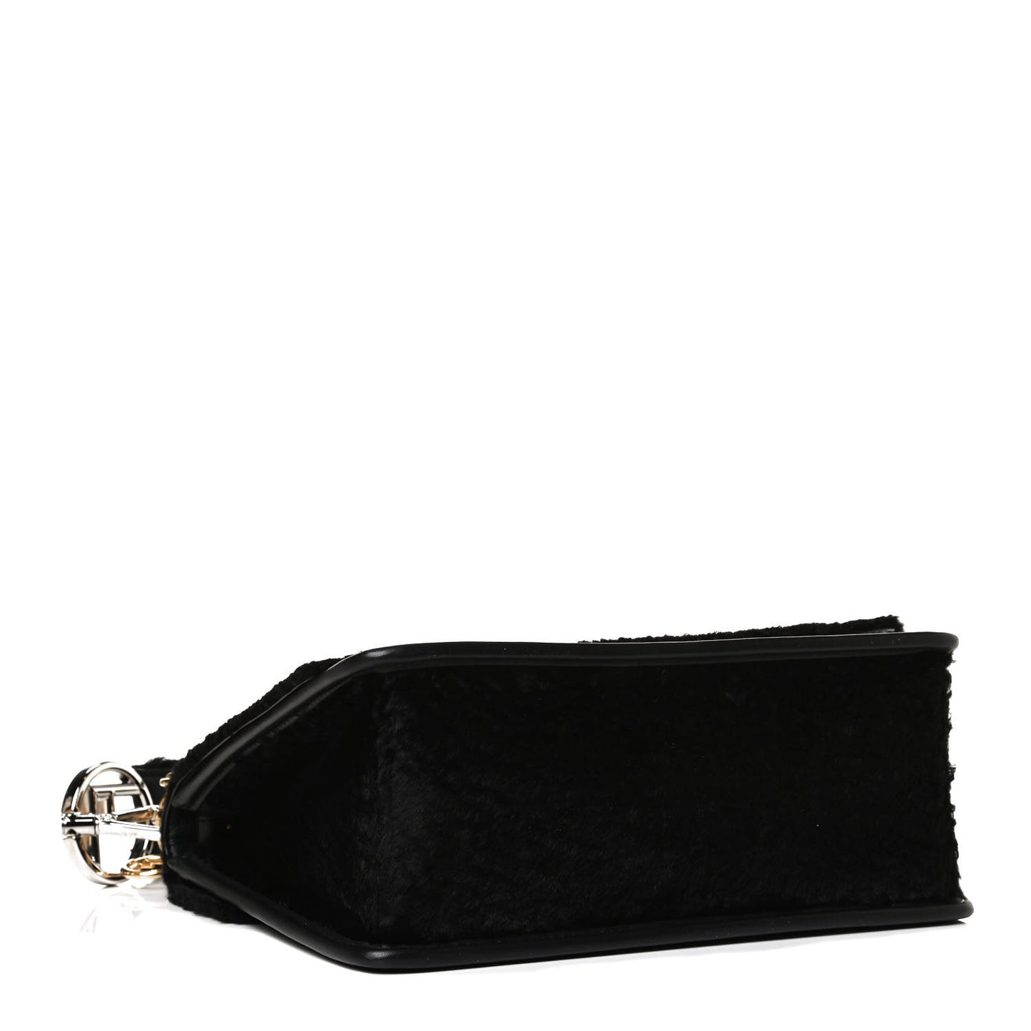 Velluto Astrakan Vitello Dolce F is Fendi Kan I Shoulder Bag Black
