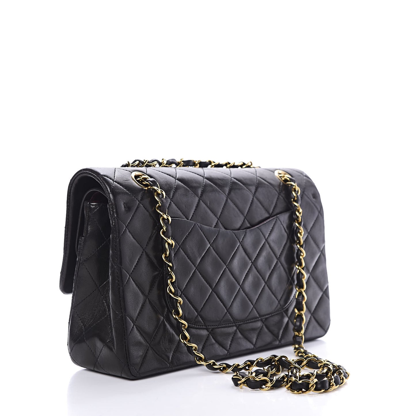 Lambskin Quilted Medium Double Flap Black