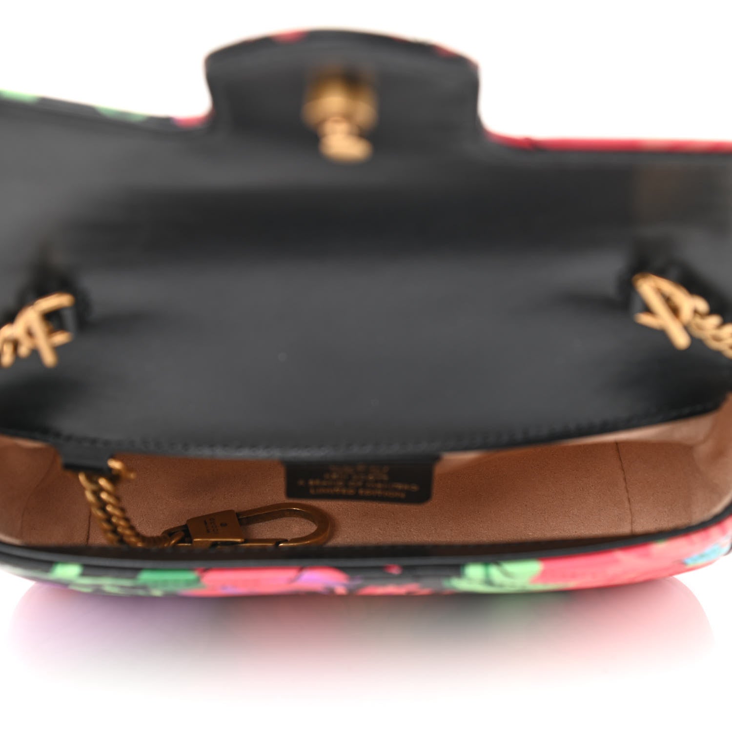 Gucci X KEN SCOTT Calfskin Matelasse Floral Print Super Mini GG Marmont Shoulder Bag Black 4 of 7