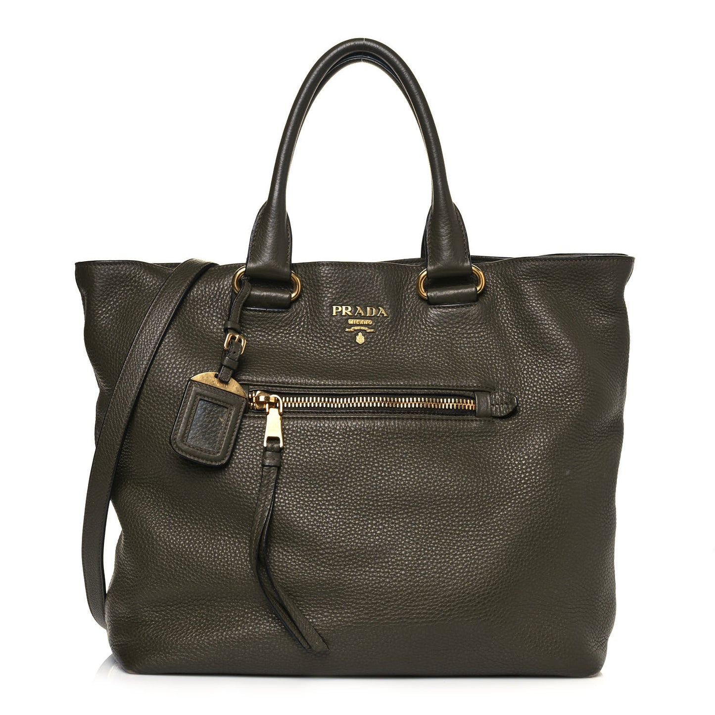 Vitello Daino Shopping Tote Militare