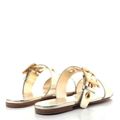 Christian Dior Laminated Calfskin D-Dior Slide Sandals 35.5 Pale Gold 4 of 11