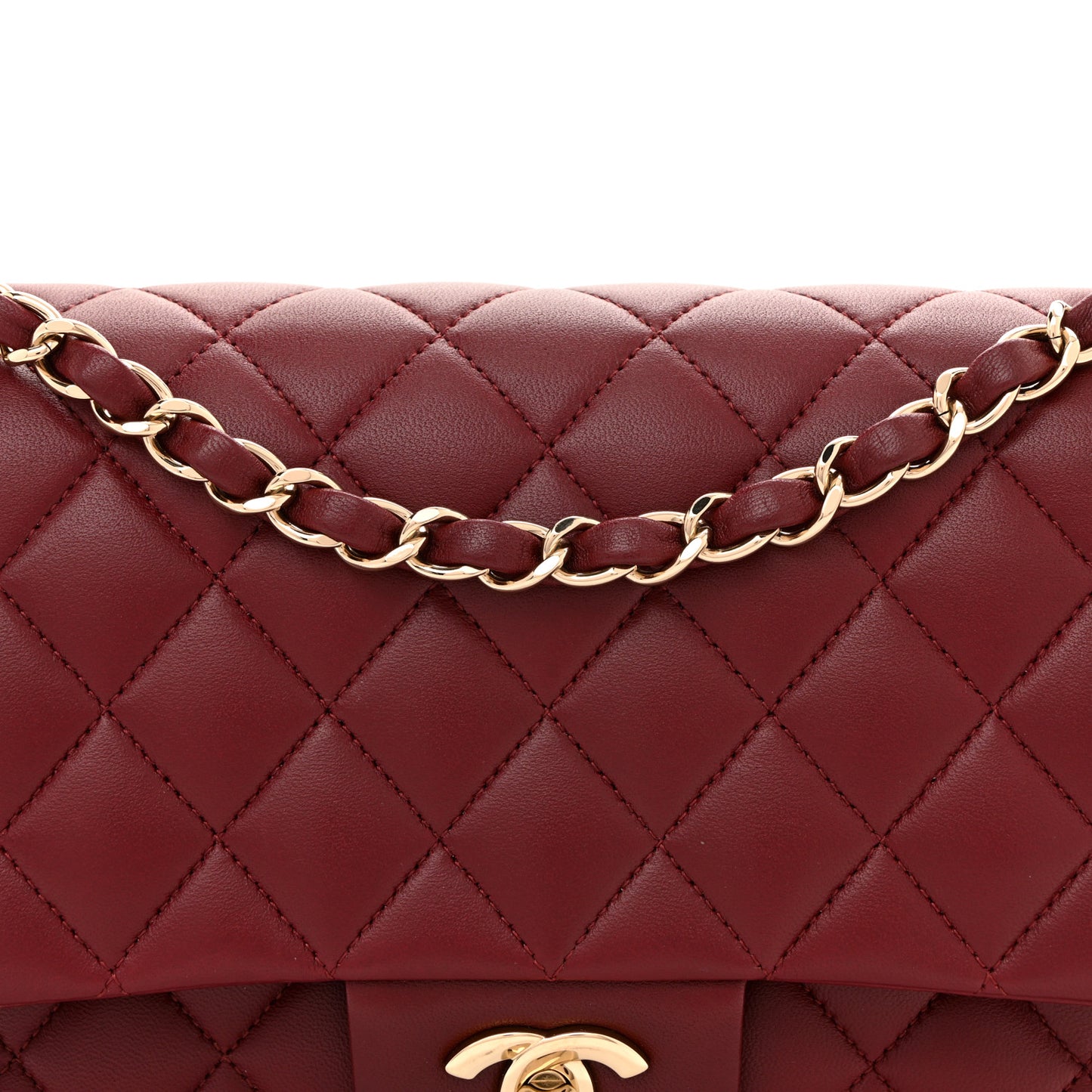 Lambskin Quilted Medium Double Flap Burgundy