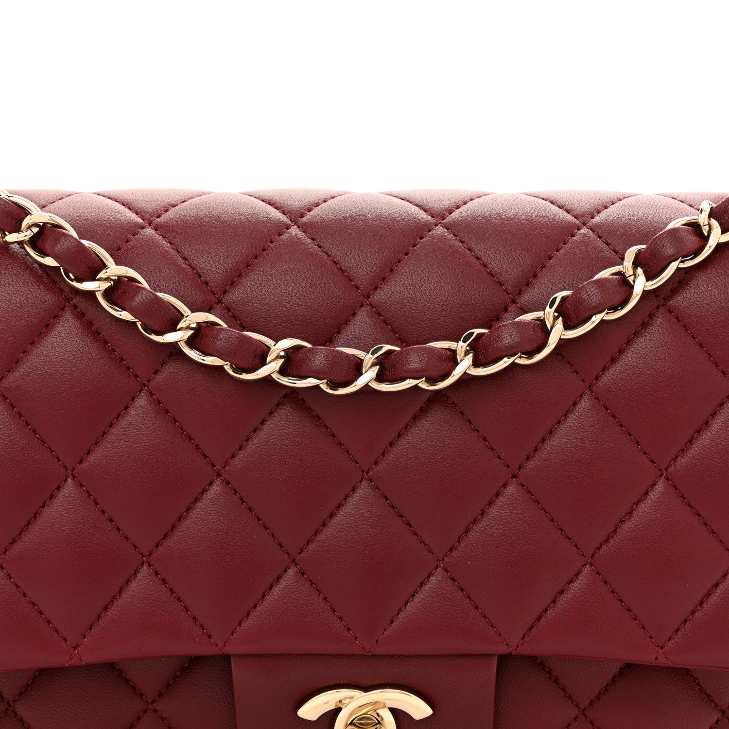 Chanel Lambskin Quilted Medium Double Flap Burgundy 8 of 10