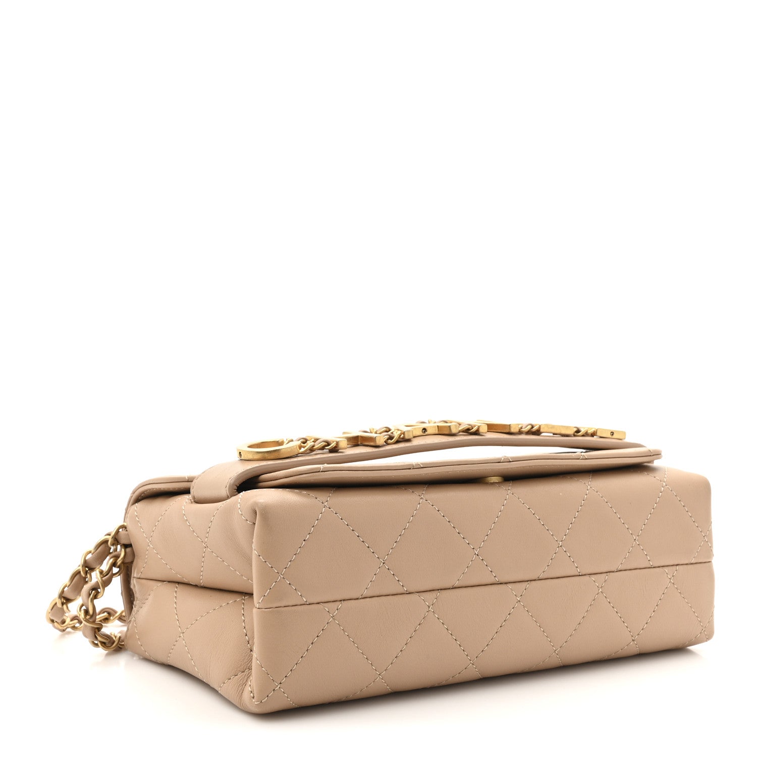 Chanel Calfskin Quilted Small Enchained Flap Beige 4 of 11