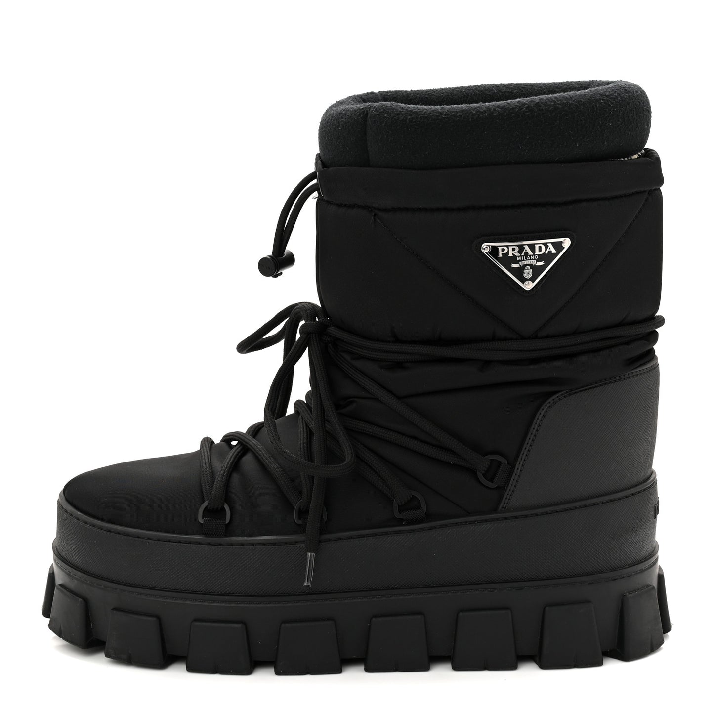 Re-Nylon Triangle Logo Apres Ski Ankle Boots 42 Black