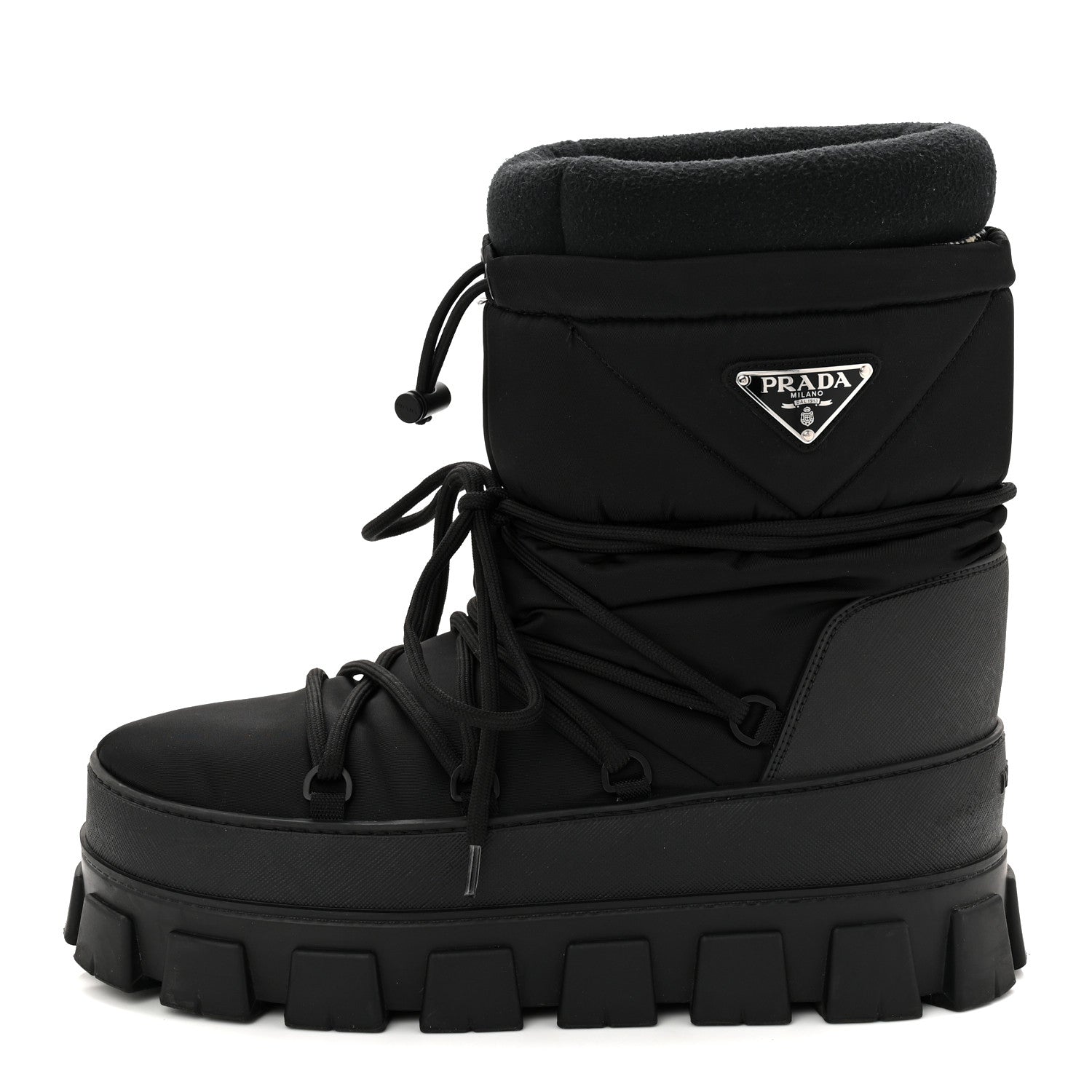 Prada Re-Nylon Triangle Logo Apres Ski Ankle Boots 42 Black 1 of 9
