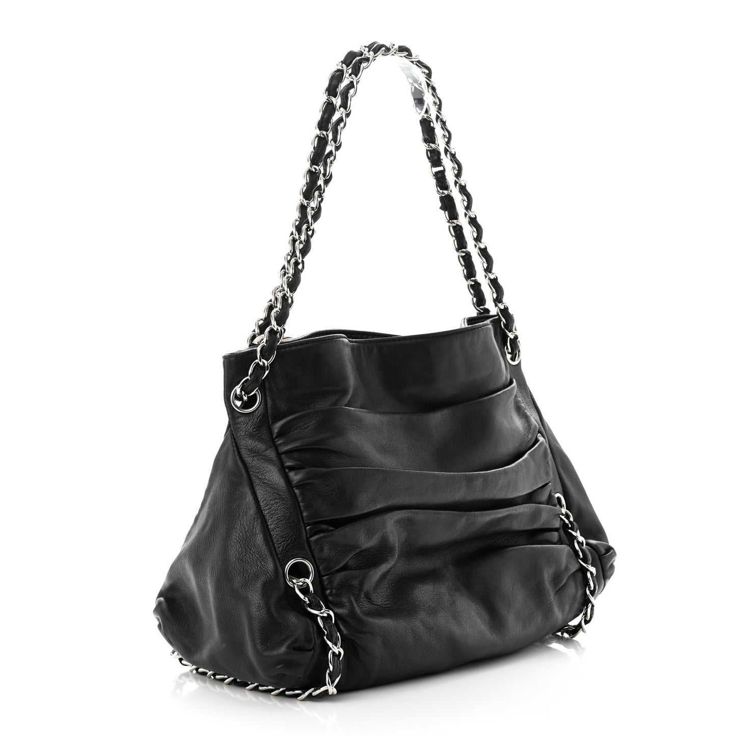 Lambskin Large Sharpei Shoulder Bag Black